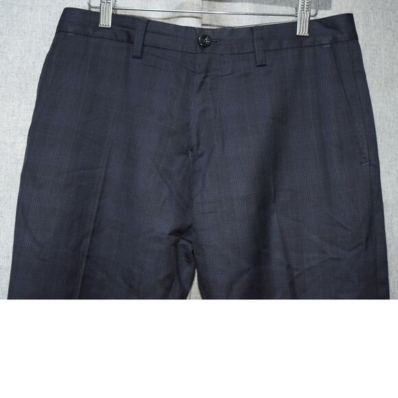 Hugo Boss Virgin Wool Navy Check Slim Trousers – Size 30 - Picture 2 of 3